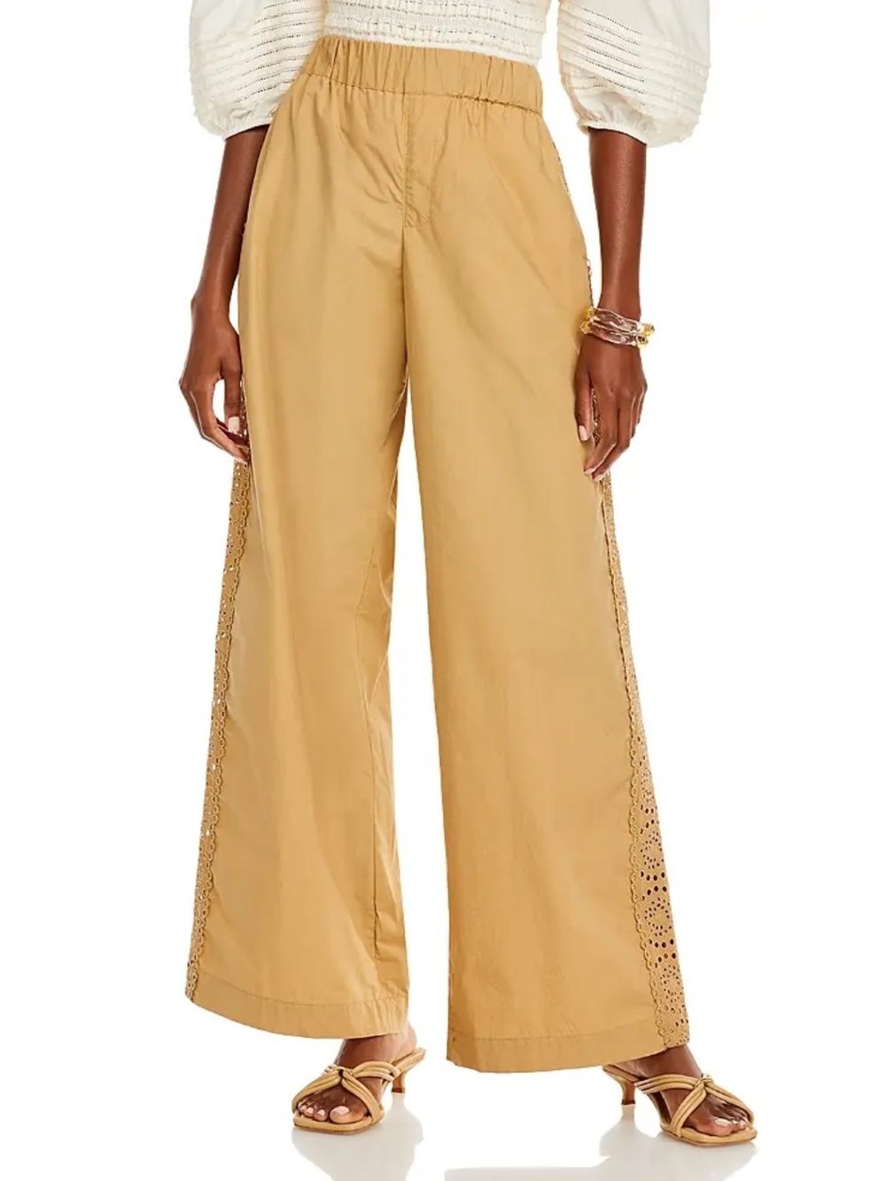 New! Sea New York Maeve Eyelet Track Wide Leg Pant Chino 🍦 Medium